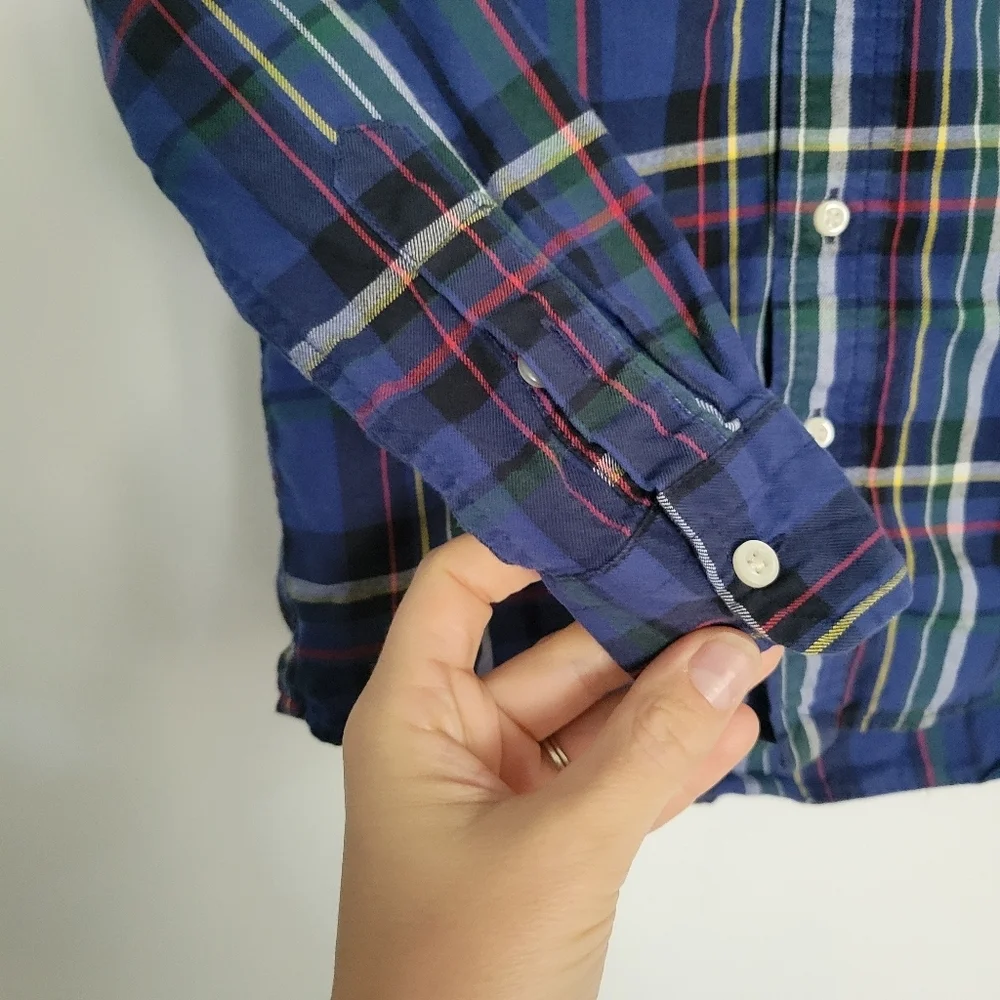 Polo Ralph Lauren 100% Cotton Long Sleeve Button Down Boys 4 Plaid Blue